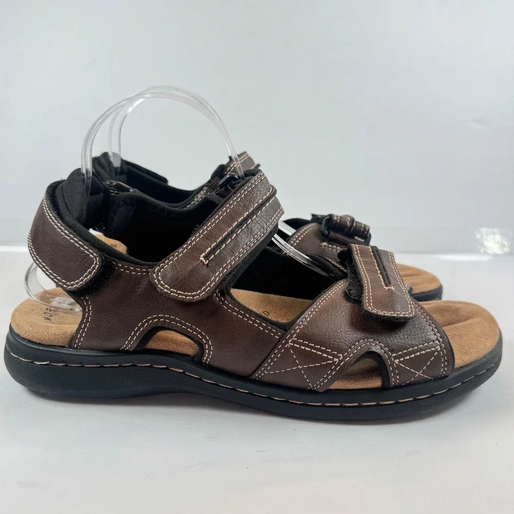 Dockers Mens Brown Fisherman Sandals 9W‎ Hook and Loop Straps 90-21389
